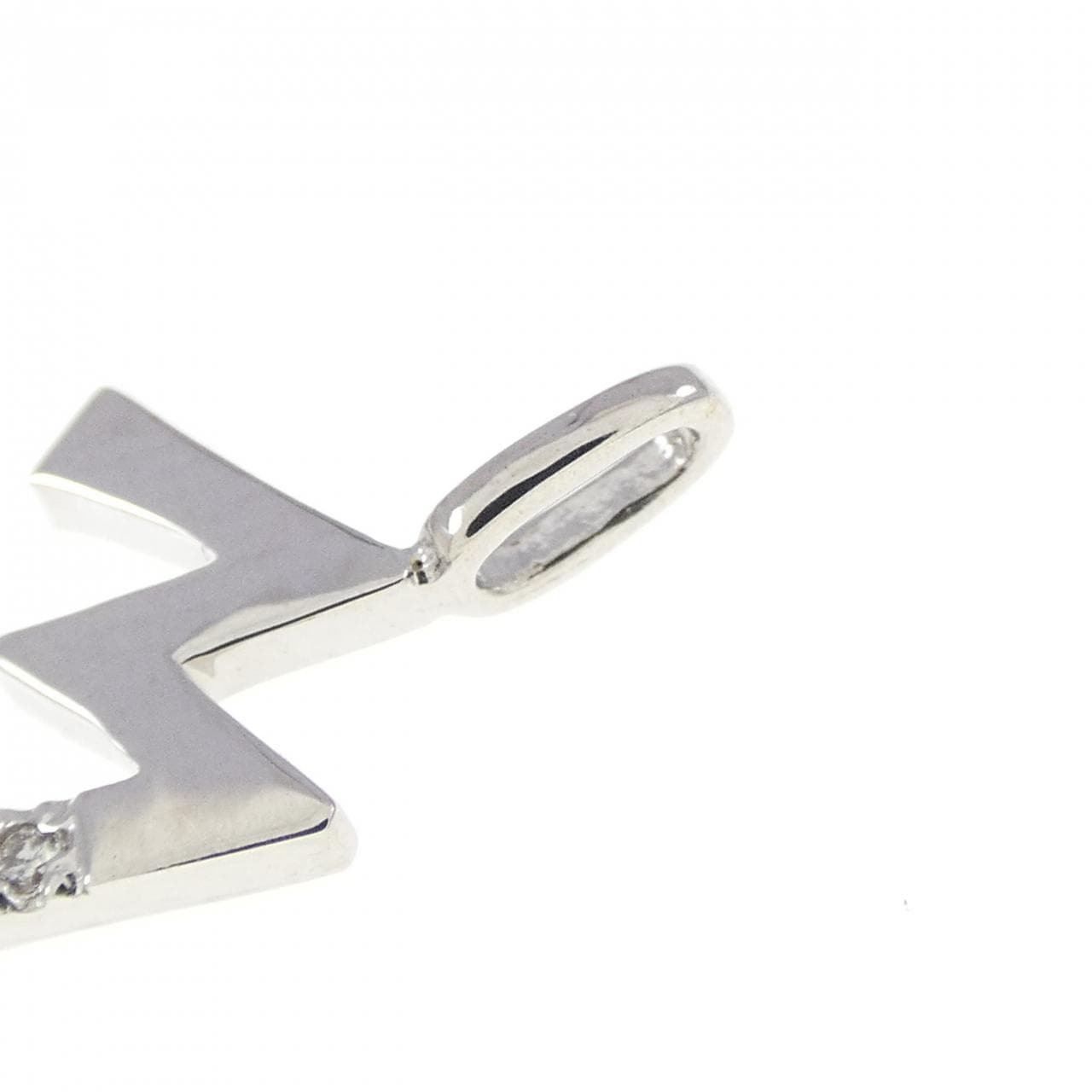 K14WG イニシャルM ダイヤモンド ペンダント 0.01CT