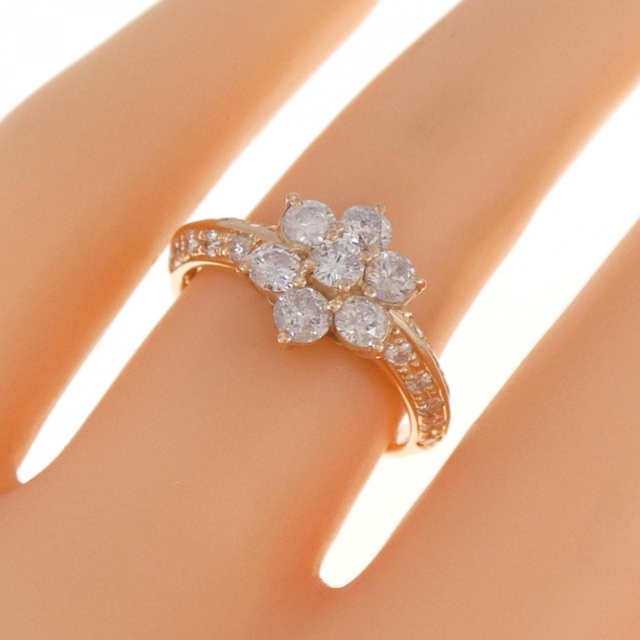 K18PG flower Diamond ring 1.00CT