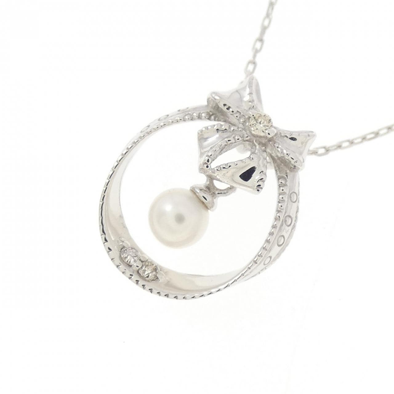 K10WG リボン 淡水パール ネックレス