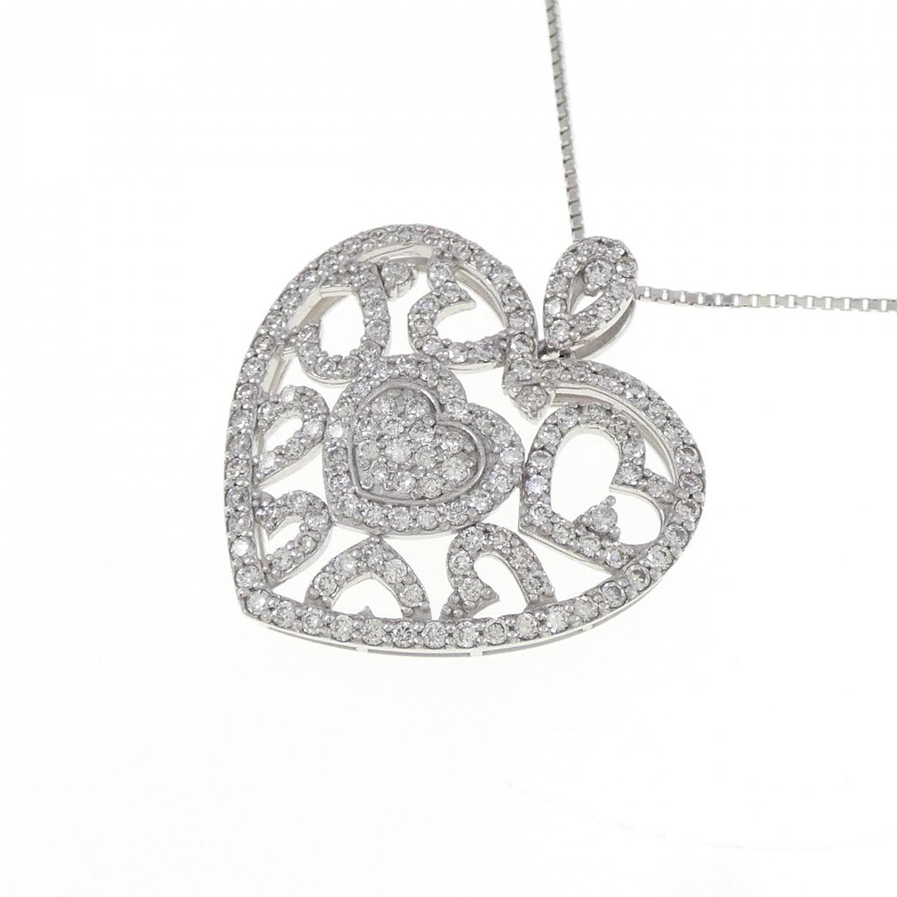 K18WG ハート ダイヤモンド ネックレス 0.81CT