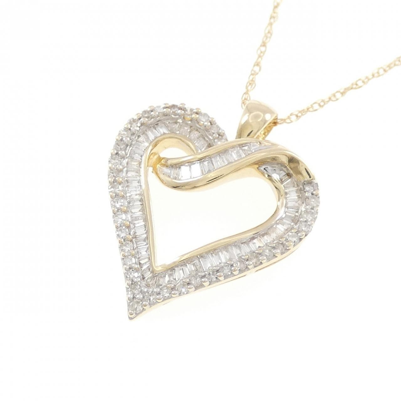 14KYG ハート ダイヤモンド ネックレス