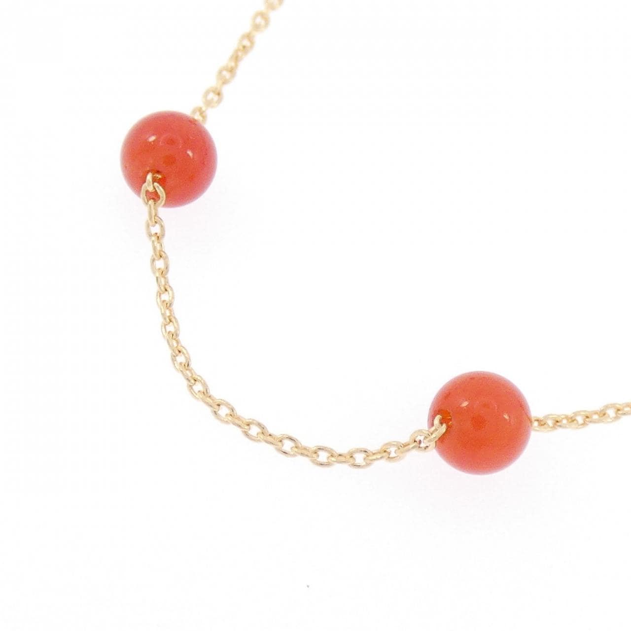 K18YG サンゴ ネックレス