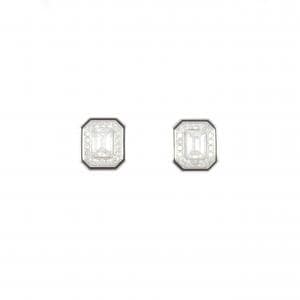 ブシュロン ヴァンドーム リズレ スタッズ ピアス 0.34CT 0.32CT E-F IF-VVS1 エメラルドカット