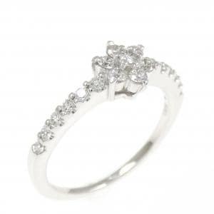 K18WG フラワー ダイヤモンド リング 0.40CT