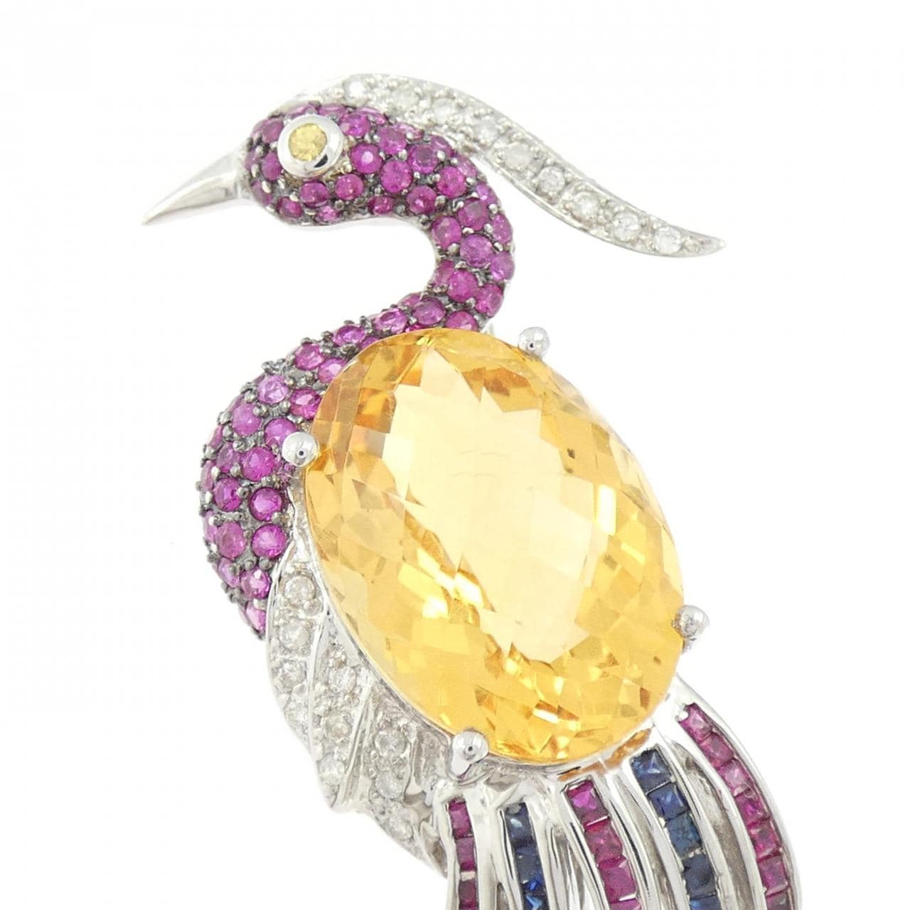 K18WG/K18BG シトリン ブローチ 13.00CT