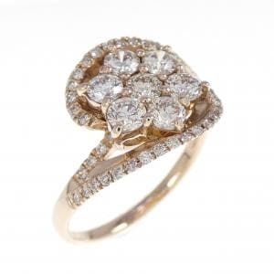 K18PG フラワー ダイヤモンド リング 1.08CT