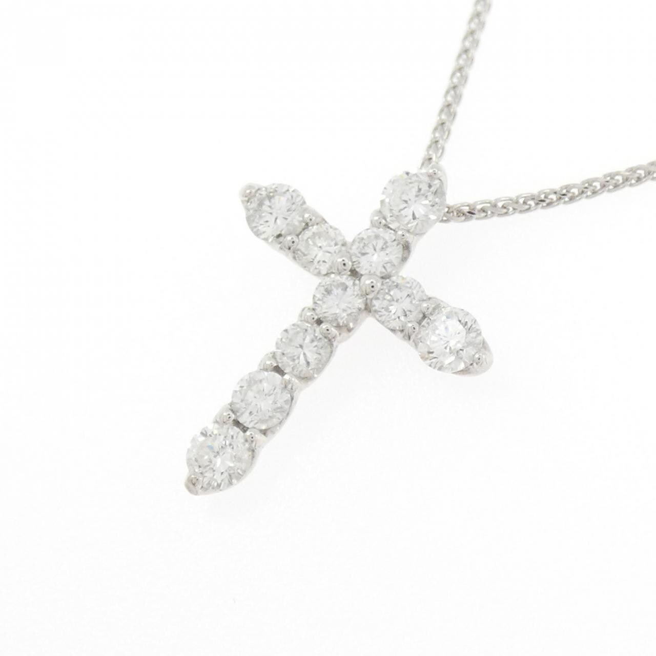 K18WG/750WG クロス ダイヤモンド ネックレス 1.00CT