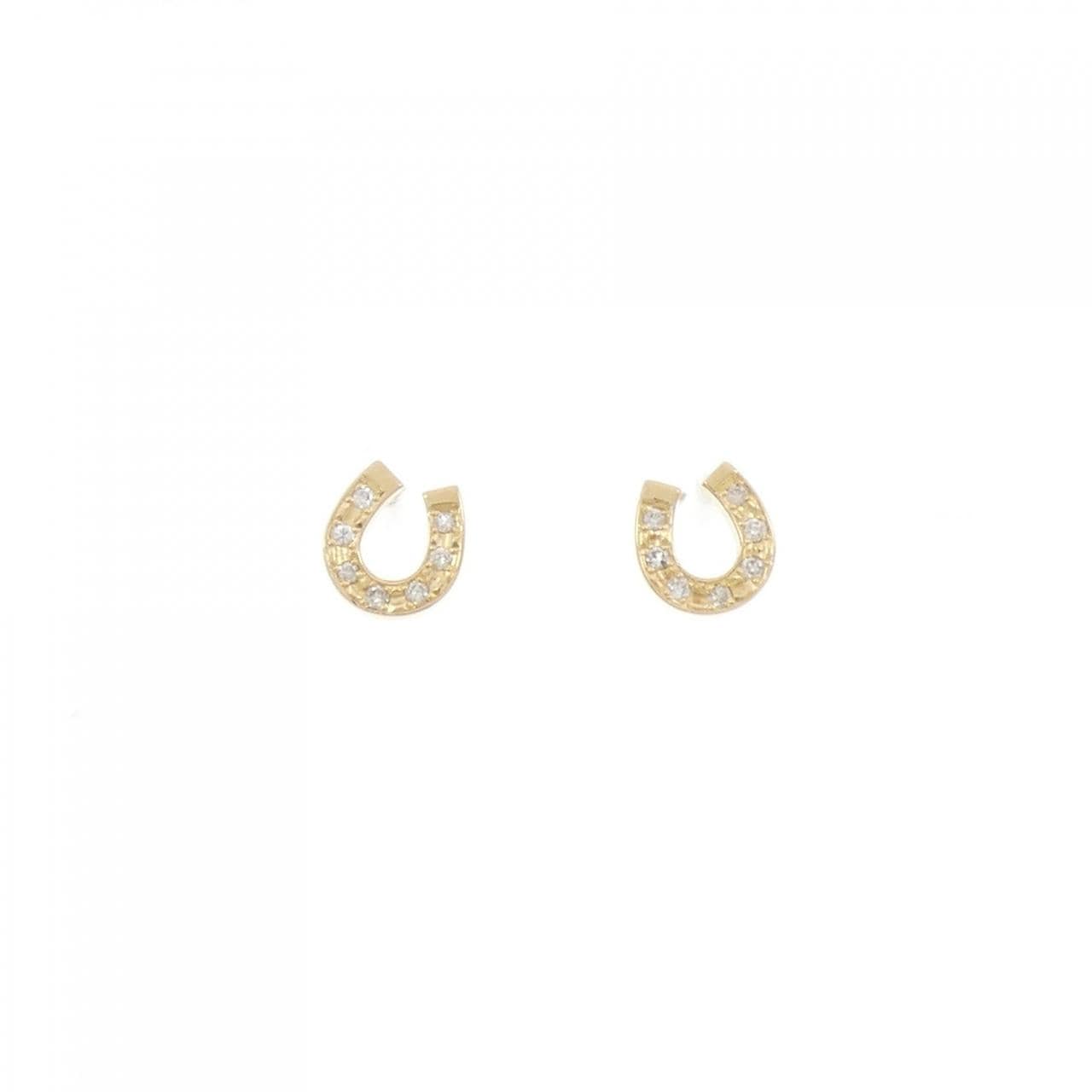 K18YG ホースシュー ダイヤモンド ピアス