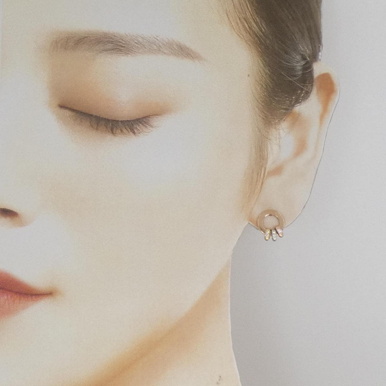 K18スリーカラー ダイヤモンド ピアス 0.08CT