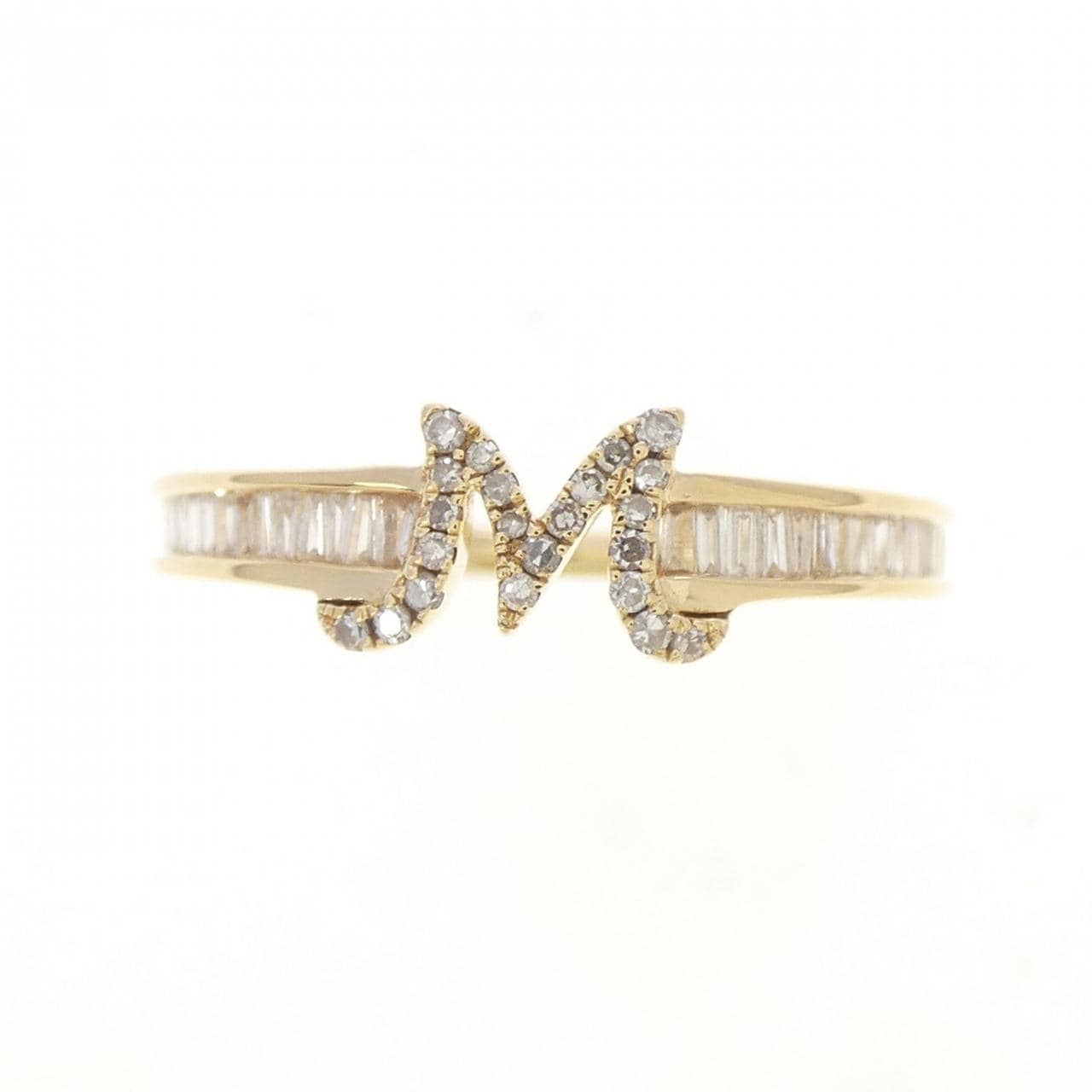 K18YG イニシャルM ダイヤモンド リング 0.25CT