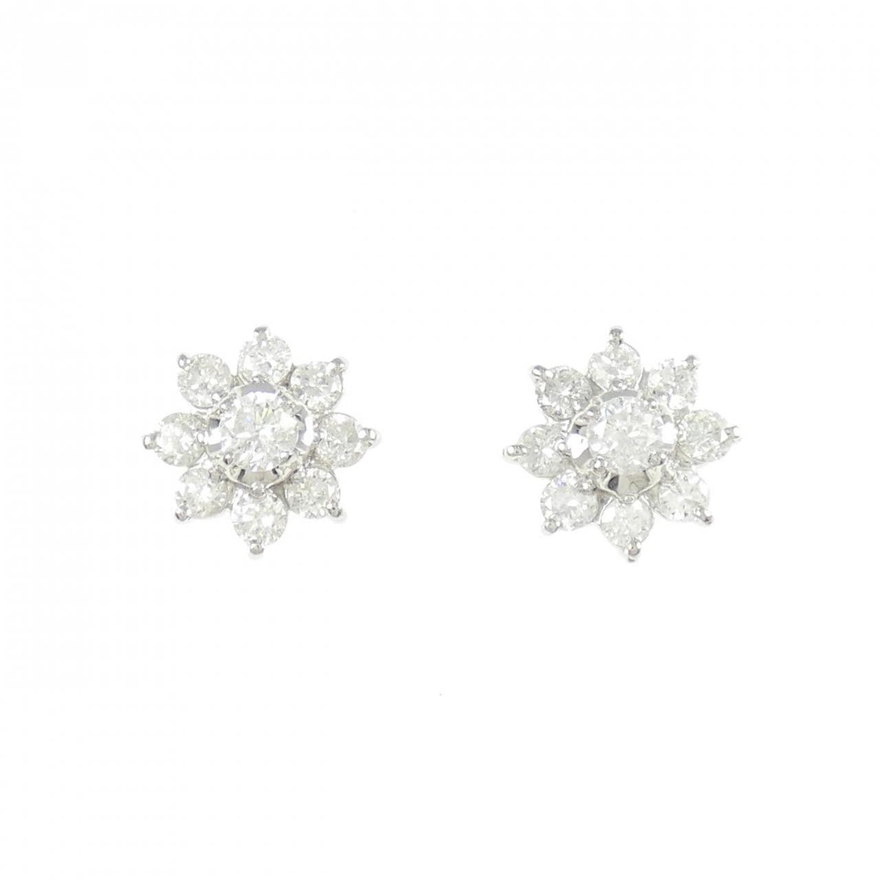 PT900 フラワー ダイヤモンド ピアス 1.00CT