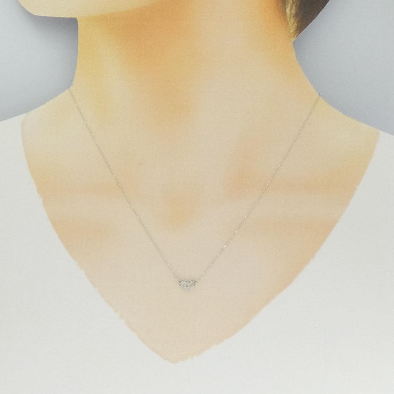 K18WG ハート ダイヤモンド ネックレス 0.10CT