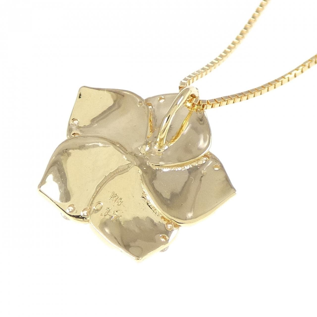 K18YG フラワー ダイヤモンド ネックレス 0.17CT