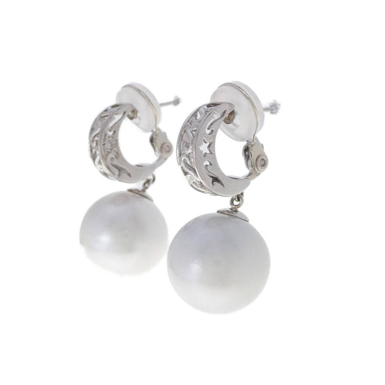 PT900/K14WG 白蝶パール ピアス 15mm