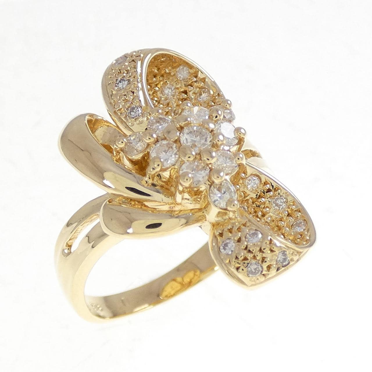 K18YG リボン ダイヤモンド リング 0.50CT