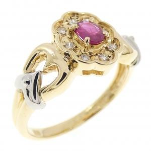K18YG/PT900 ルビー リング