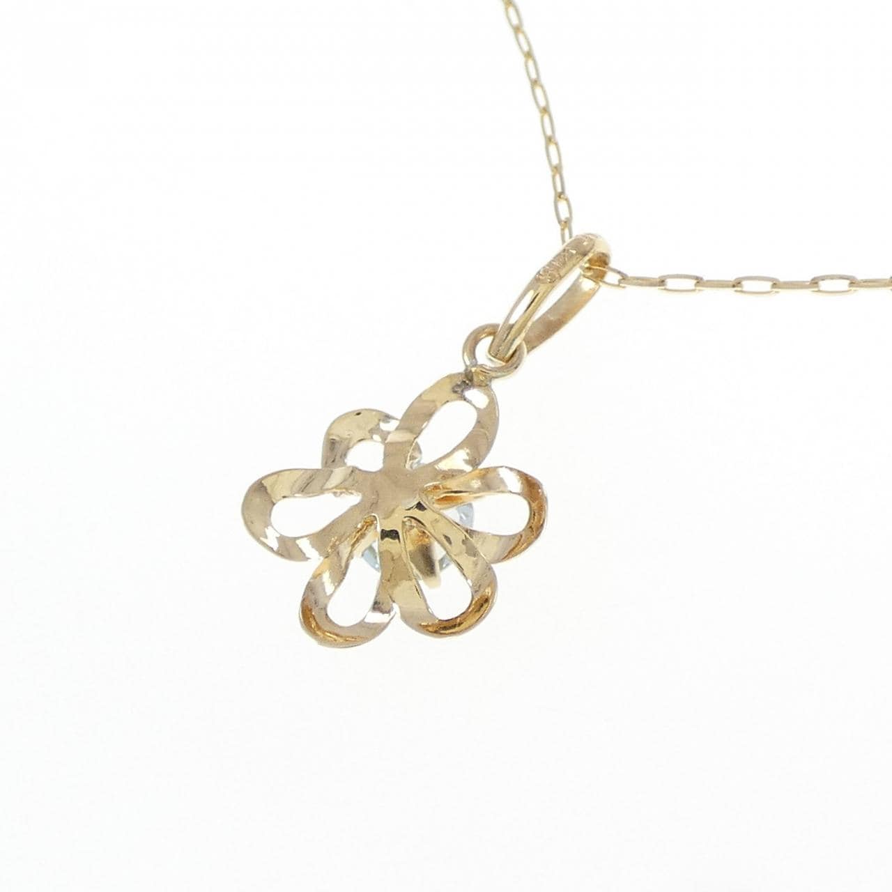 K18YG フラワー ブルートパーズ ネックレス