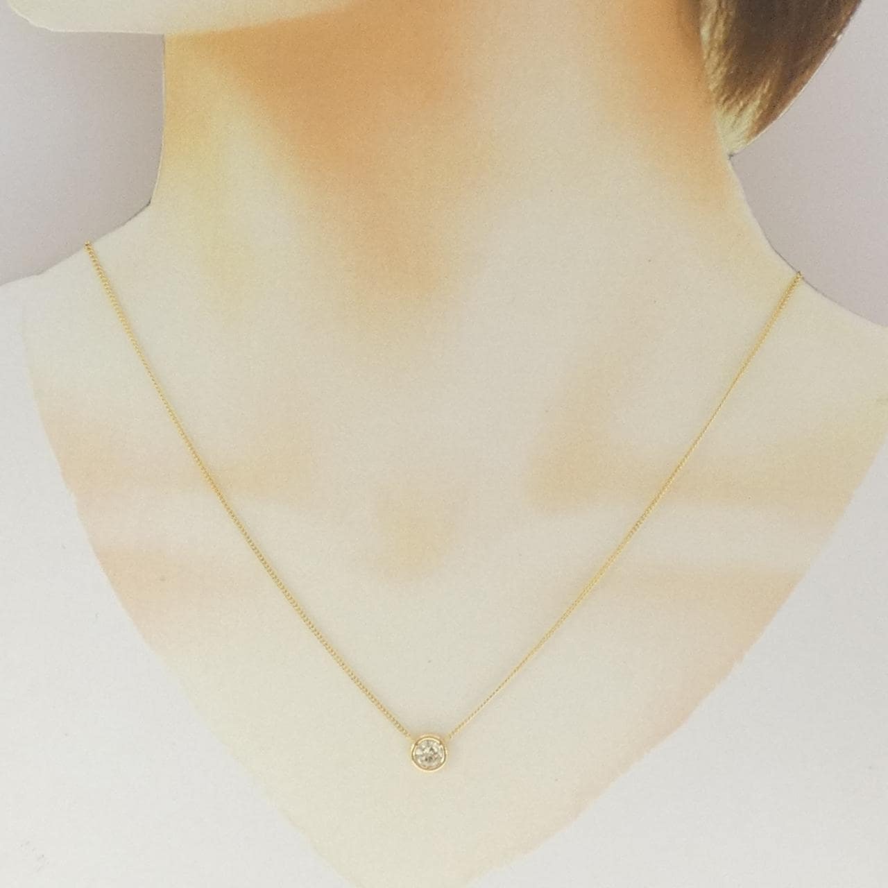 750YG ソリティア ダイヤモンド ネックレス 0.41CT