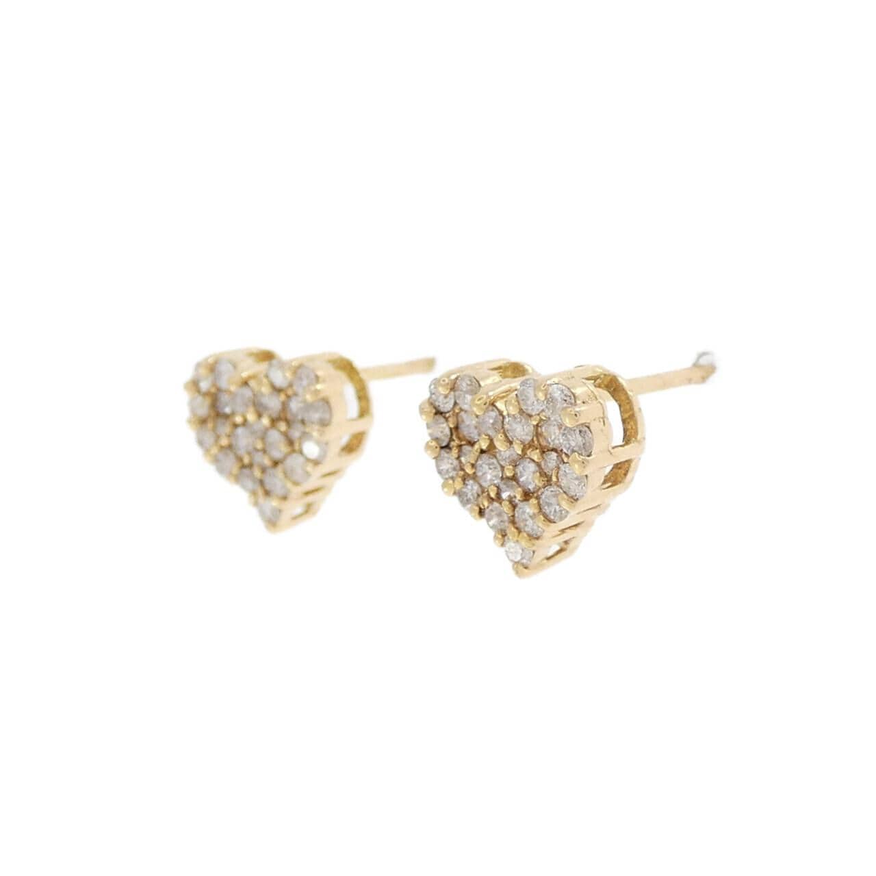 K18YG ハート ダイヤモンド ピアス 0.34CT