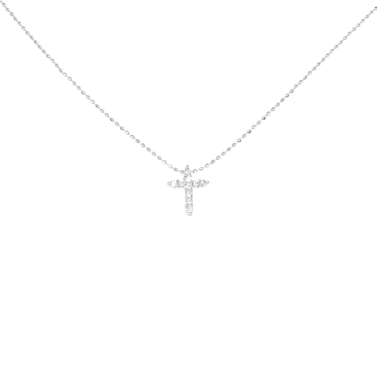 K18WG クロス ダイヤモンド ネックレス 0.10CT