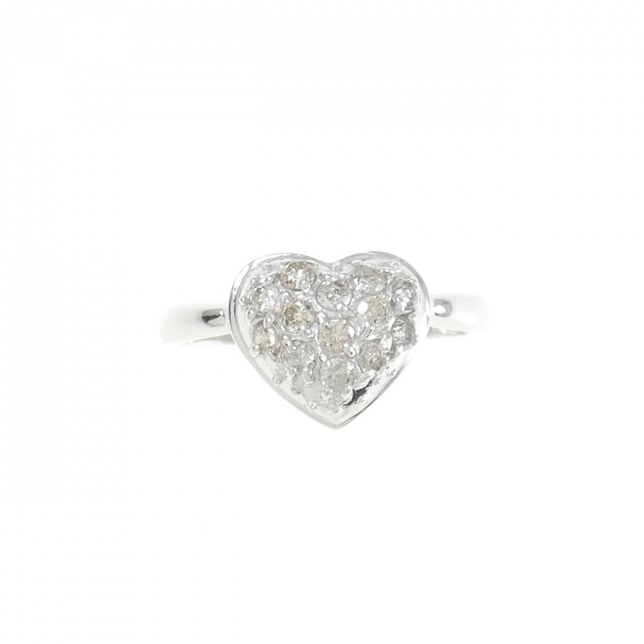 K18WG ハート パヴェ ダイヤモンド リング 0.30CT