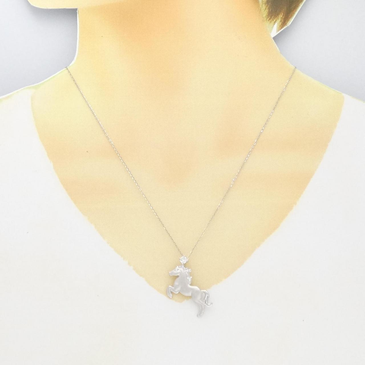 K18WG Horse Diamond Necklace 0.20CT