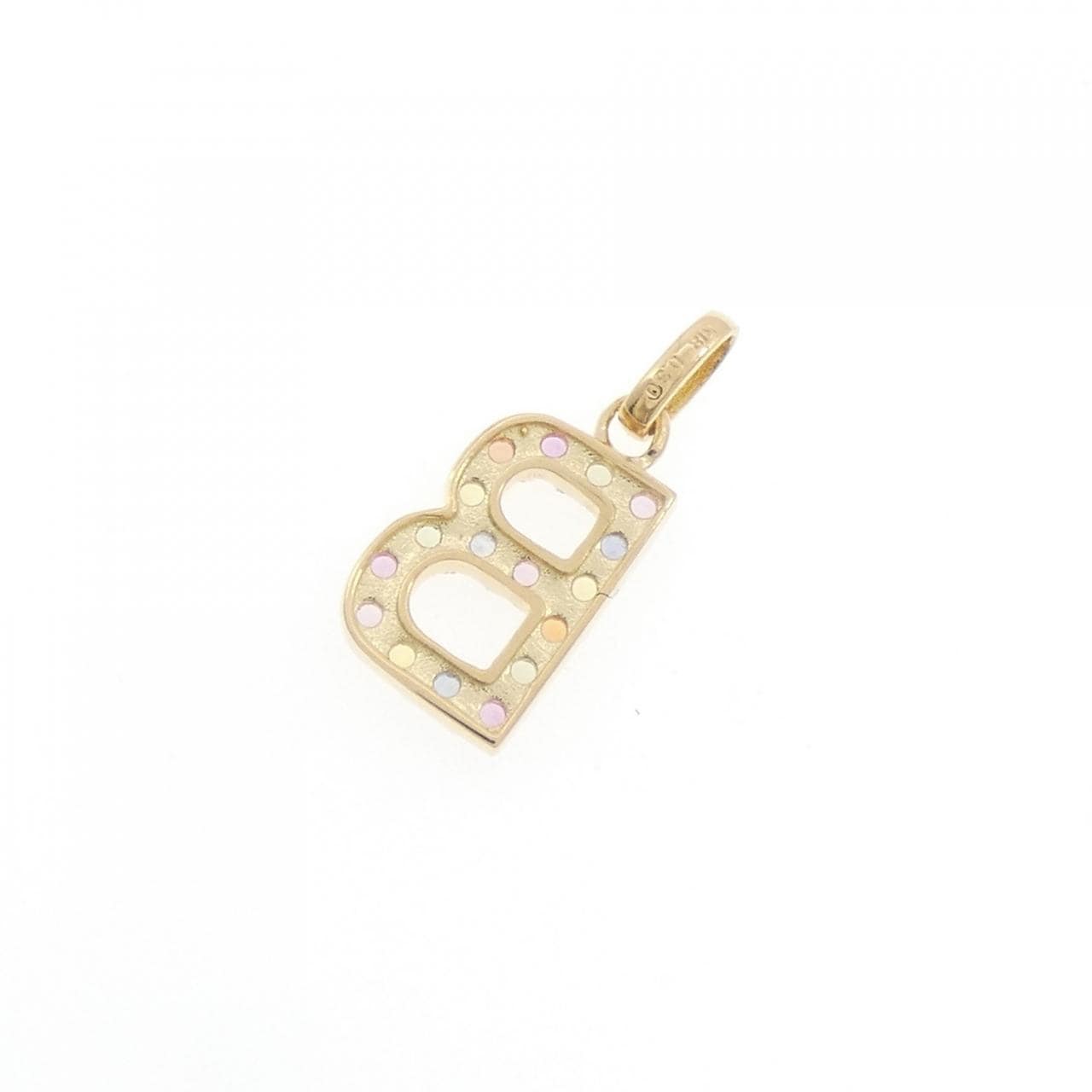 【新品】K18YG イニシャルB サファイヤ ペンダント 0.30CT