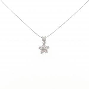 K18WG フラワー ダイヤモンド ネックレス 0.30CT