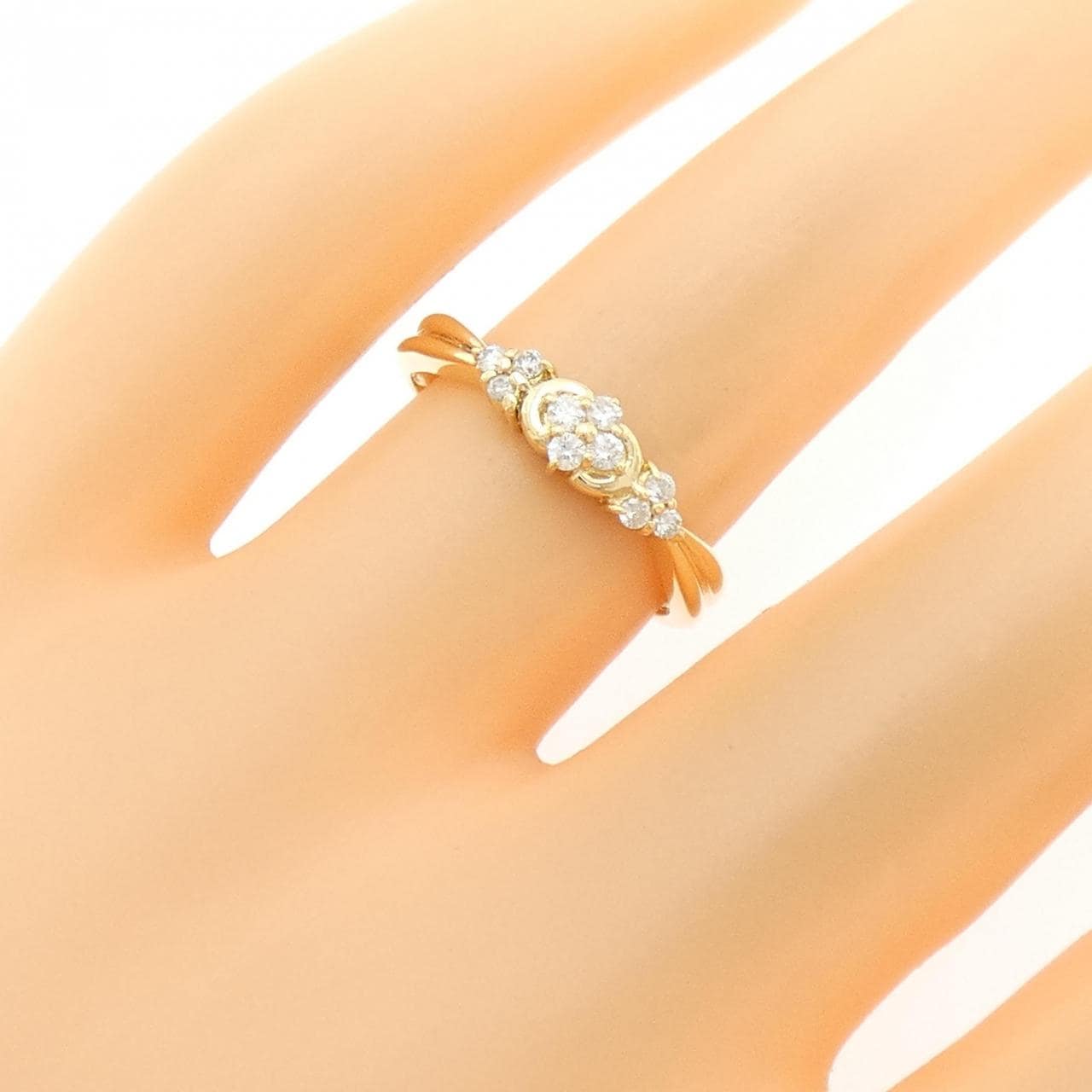 K18YG フラワー ダイヤモンド リング 0.15CT