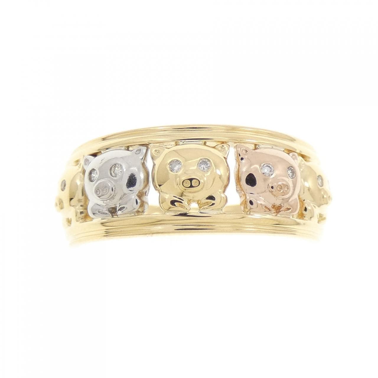 K18YG/PT900/K18PG豬鑽石指0.05CT