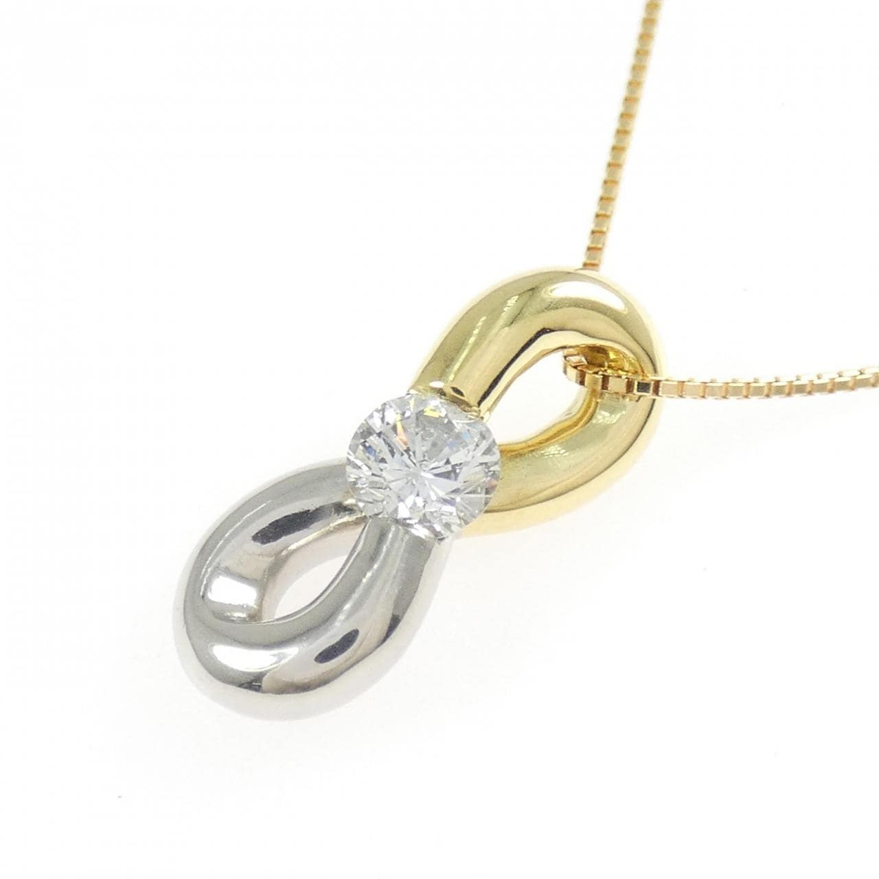 K18YG/PT900 ダイヤモンド ネックレス 0.368CT