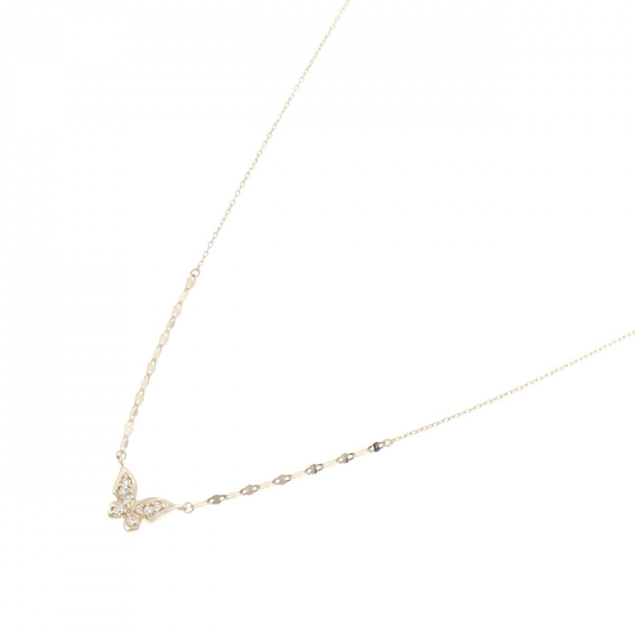 K10YG バタフライ ダイヤモンド ネックレス 0.04CT