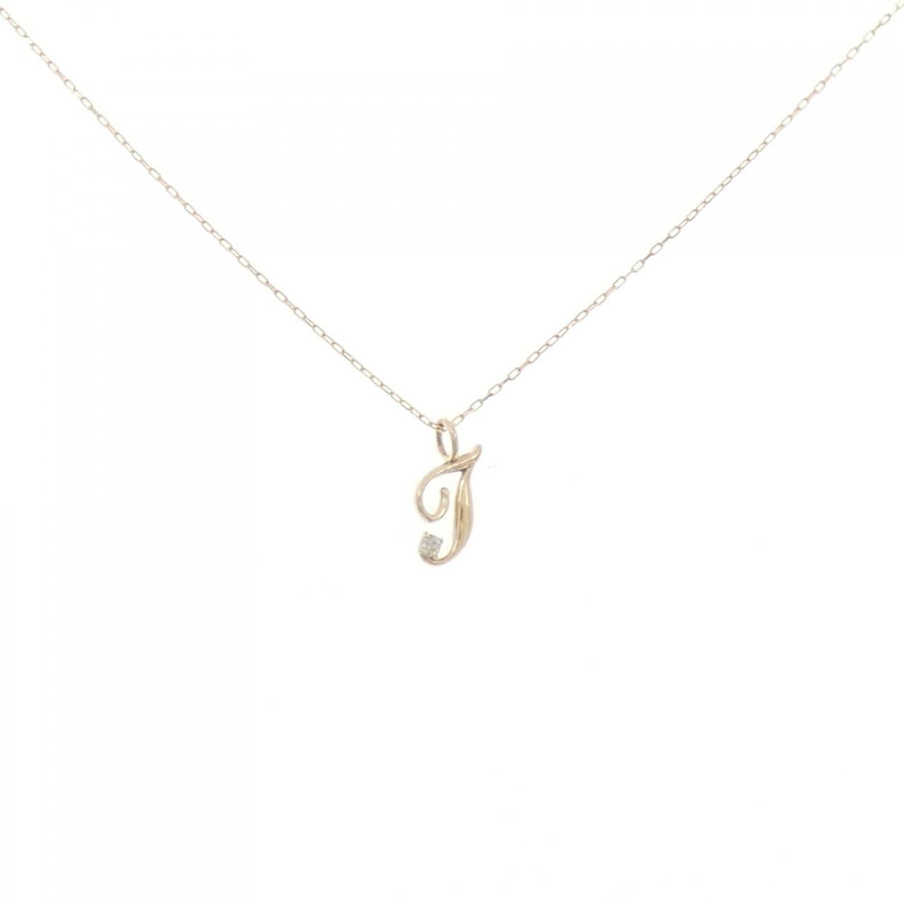 K10YG イニシャルT ダイヤモンド ネックレス