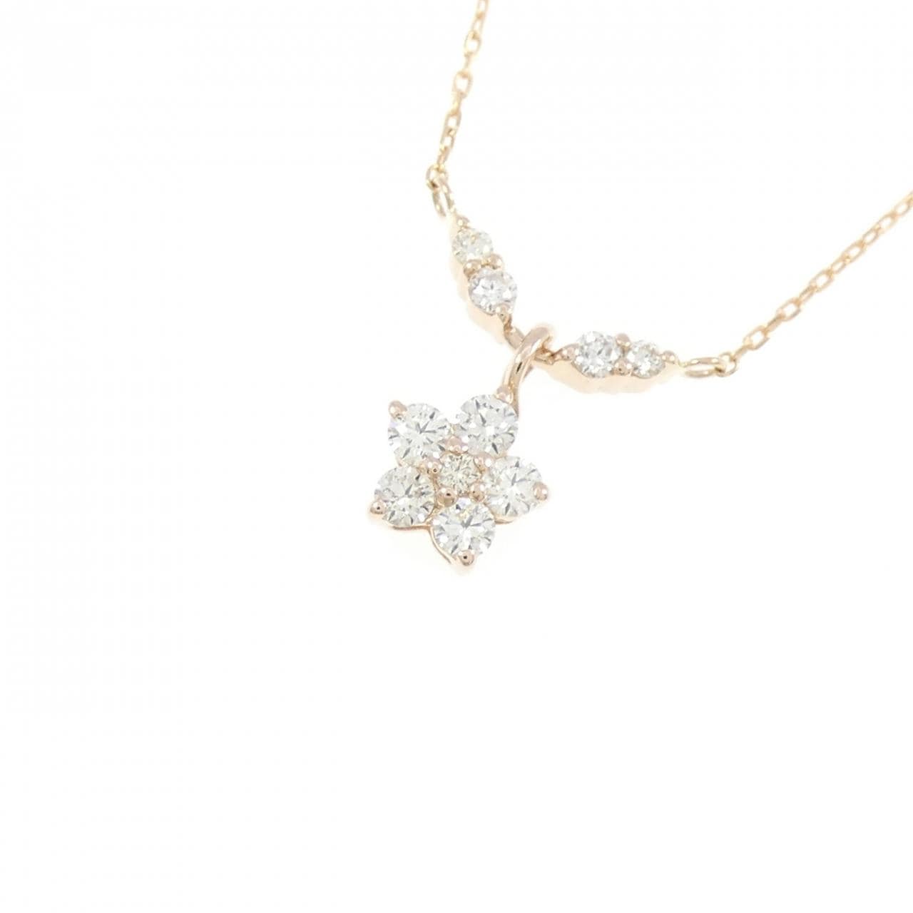 K18PG フラワー ダイヤモンド ネックレス 0.20CT