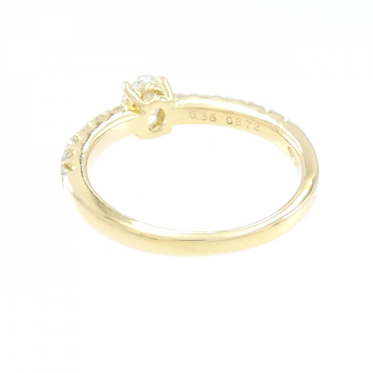 K18YG Diamond Ring 0.372CT F SI2 Oval Cut