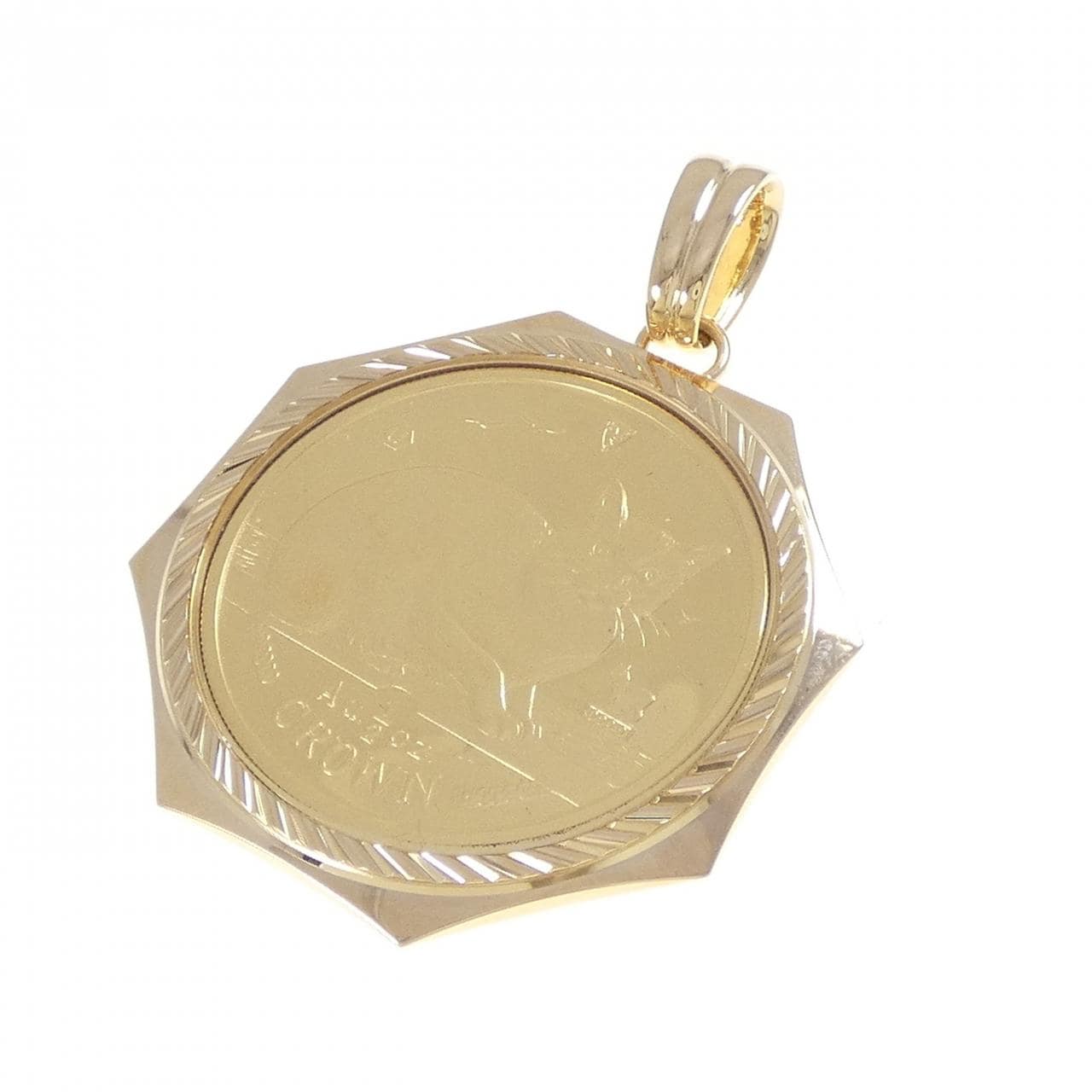 K18YG(枠) コイン ペンダント