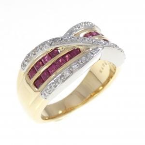 K18YG/PT900 ルビー リング 1.24CT