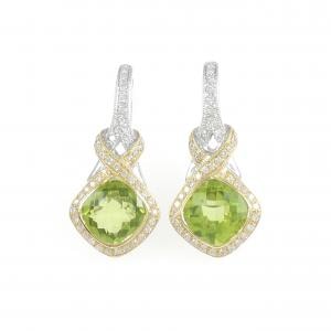 K18WG/K18YG ペリドット ピアス 6.25CT