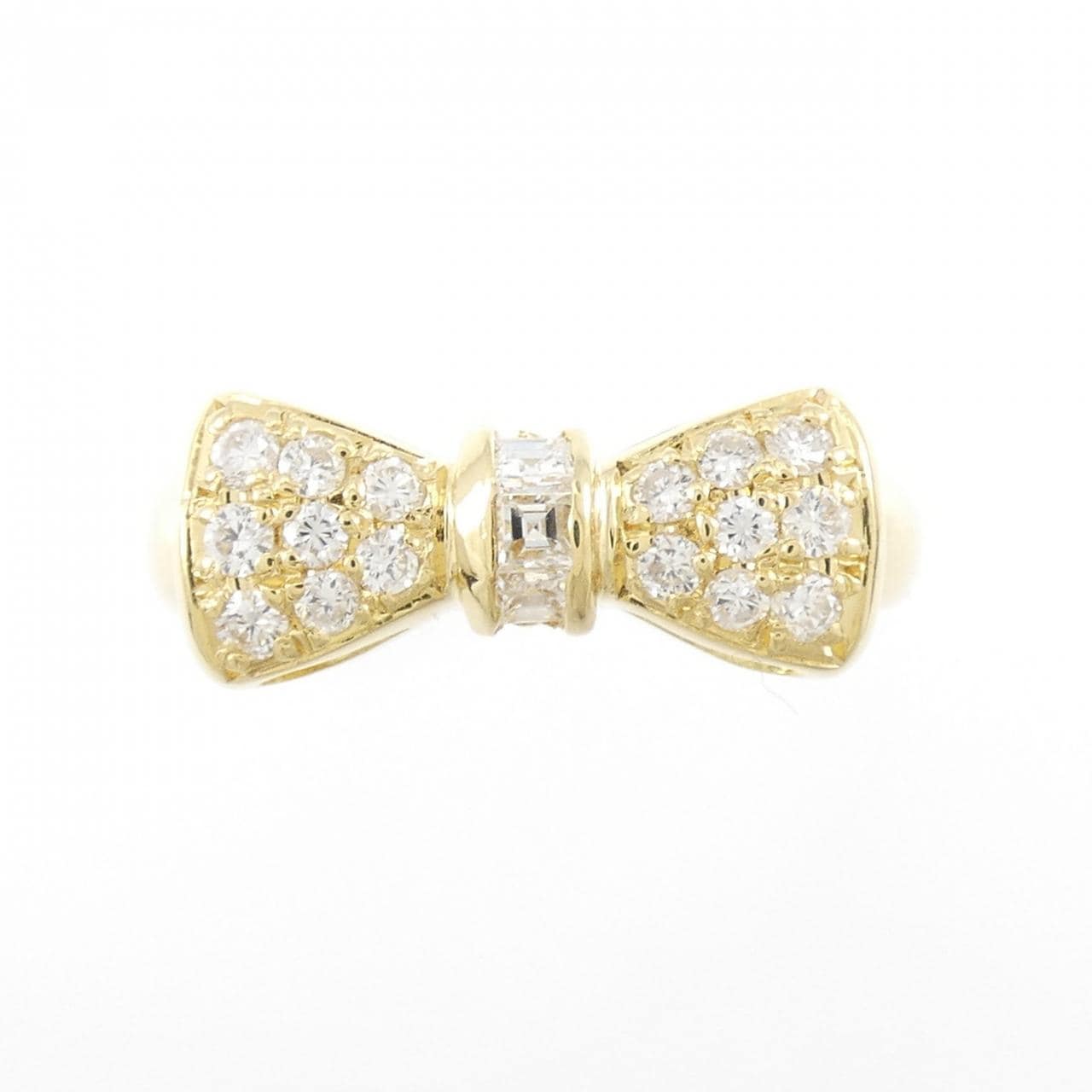 K18YG ribbon Diamond ring 0.33CT