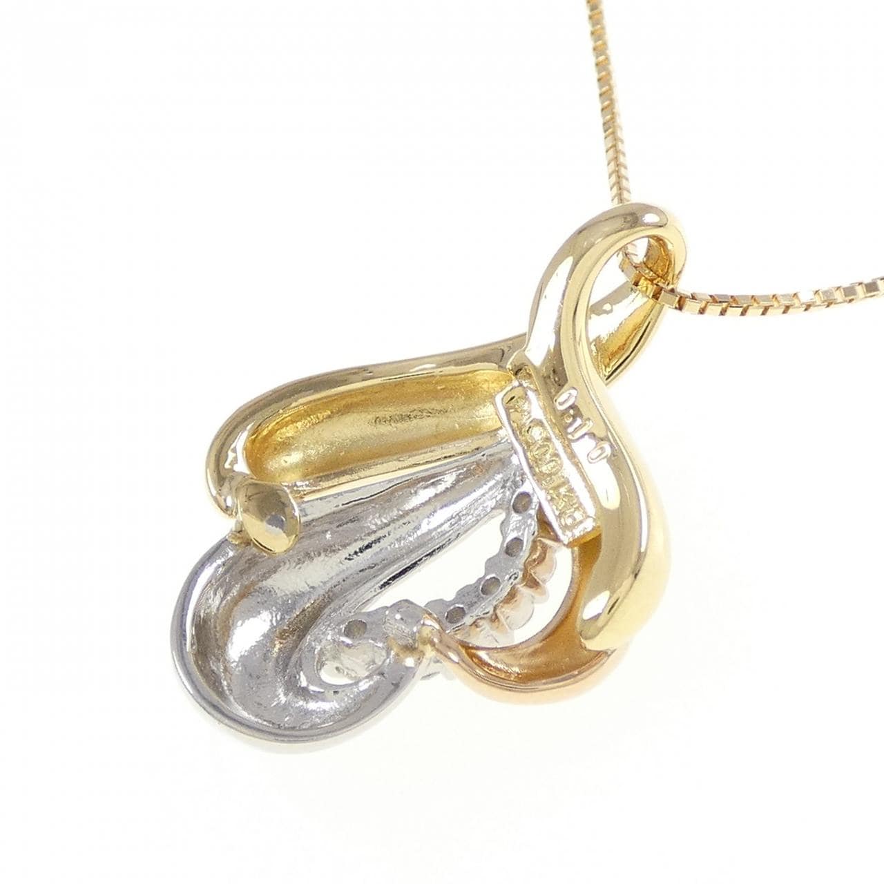 K18YG/PT900/K18PG ダイヤモンド ネックレス 0.10CT