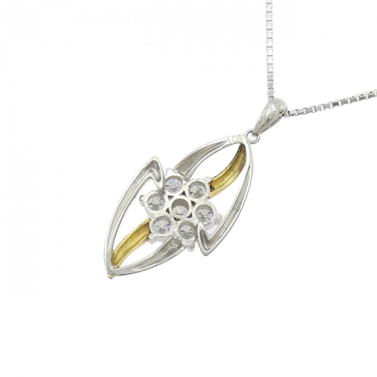 K18/PT/PT850 フラワー ダイヤモンド ネックレス 1.06CT