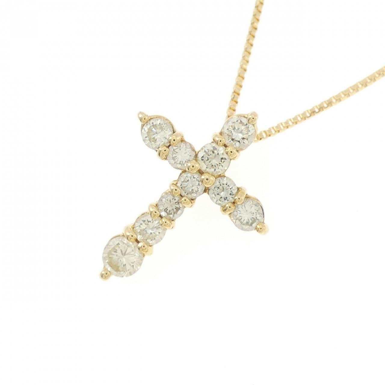 K18YG クロス ダイヤモンド ネックレス 0.50CT