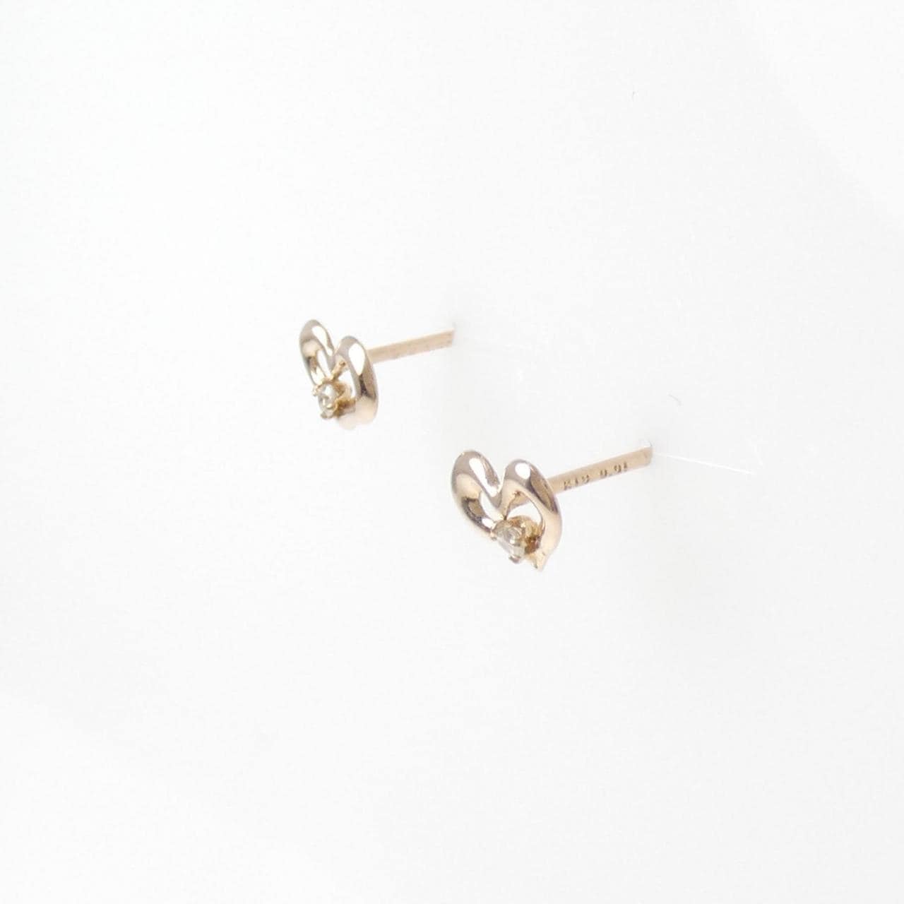 K18PG ハート ダイヤモンド ピアス 0.02CT