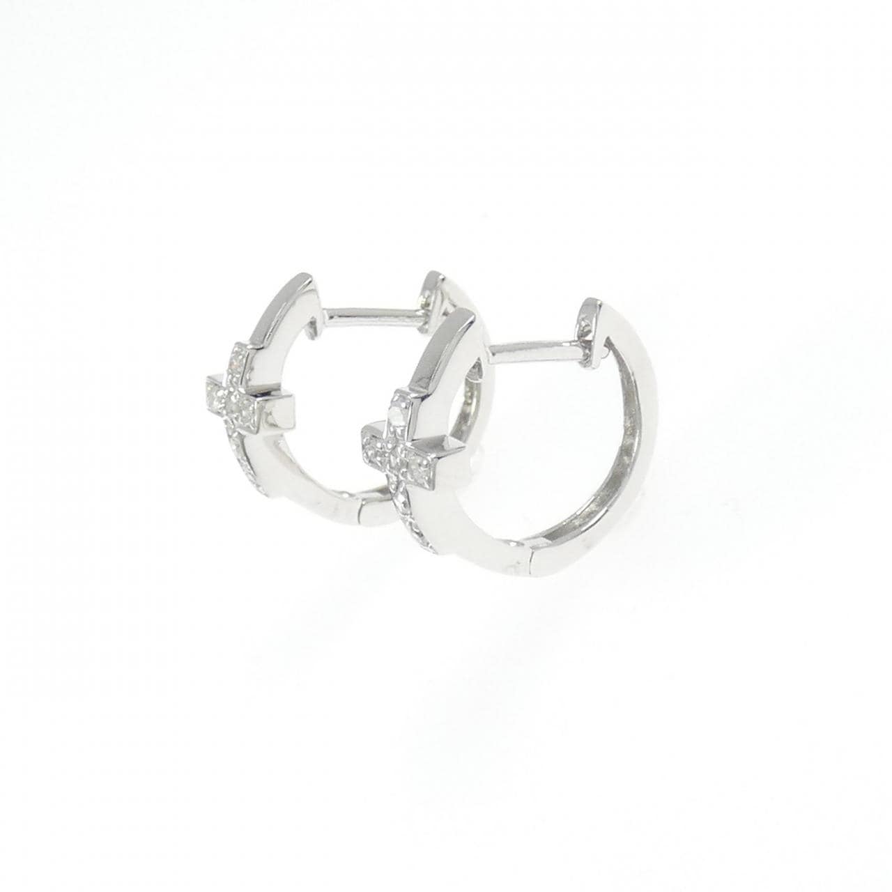 K14WG 十字鑽石耳環