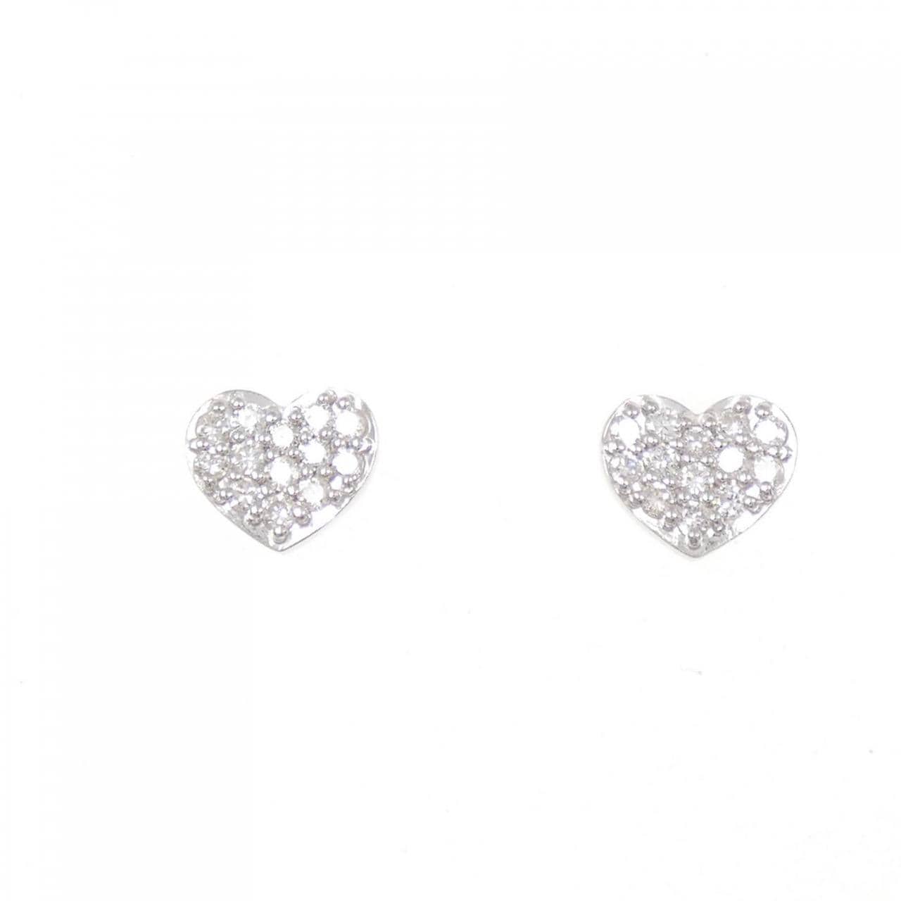 K18WG ハート ダイヤモンド ピアス 0.20CT