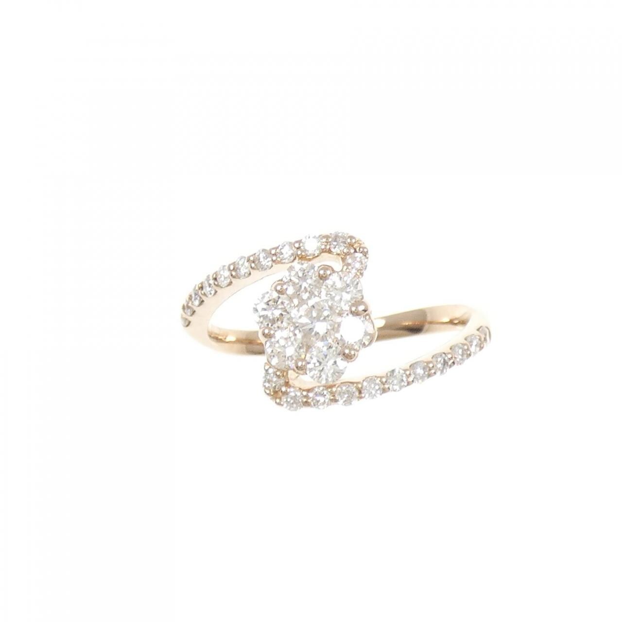 K18PG花朵钻石戒指0.70克拉