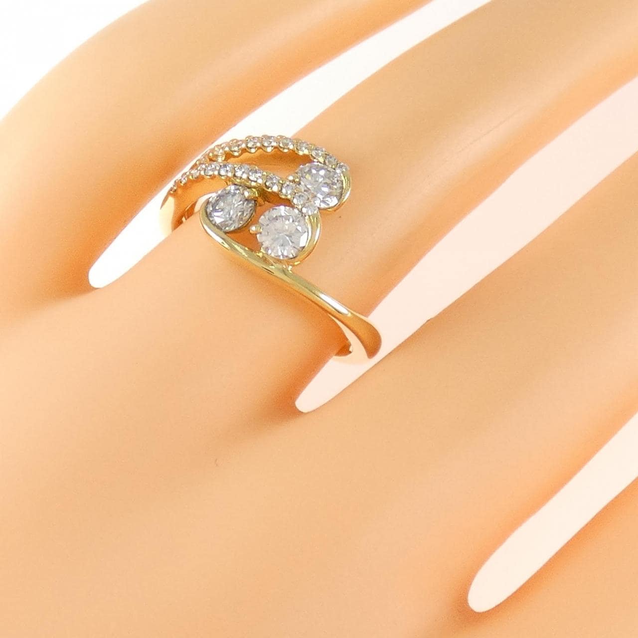 【リメイク】K18YG ダイヤモンド リング 0.228CT 0.202CT 0.206CT E-G SI1 Good