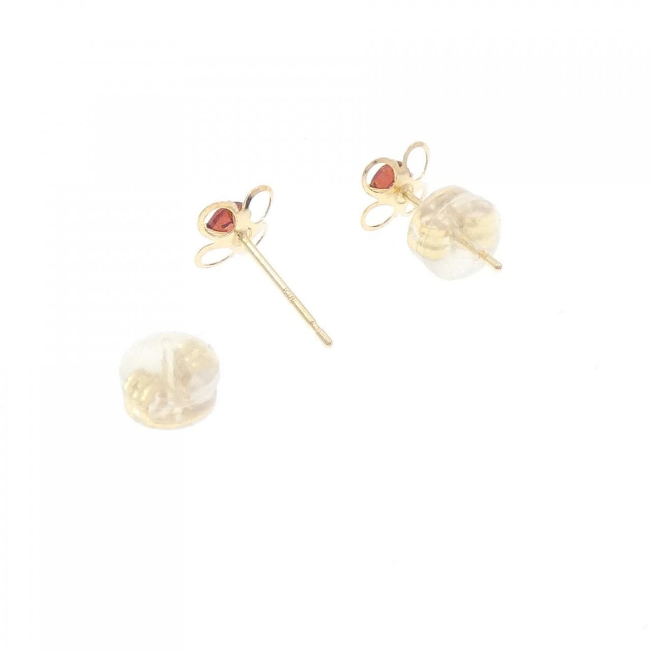 【新品】K18YG フラワー ガーネット ピアス