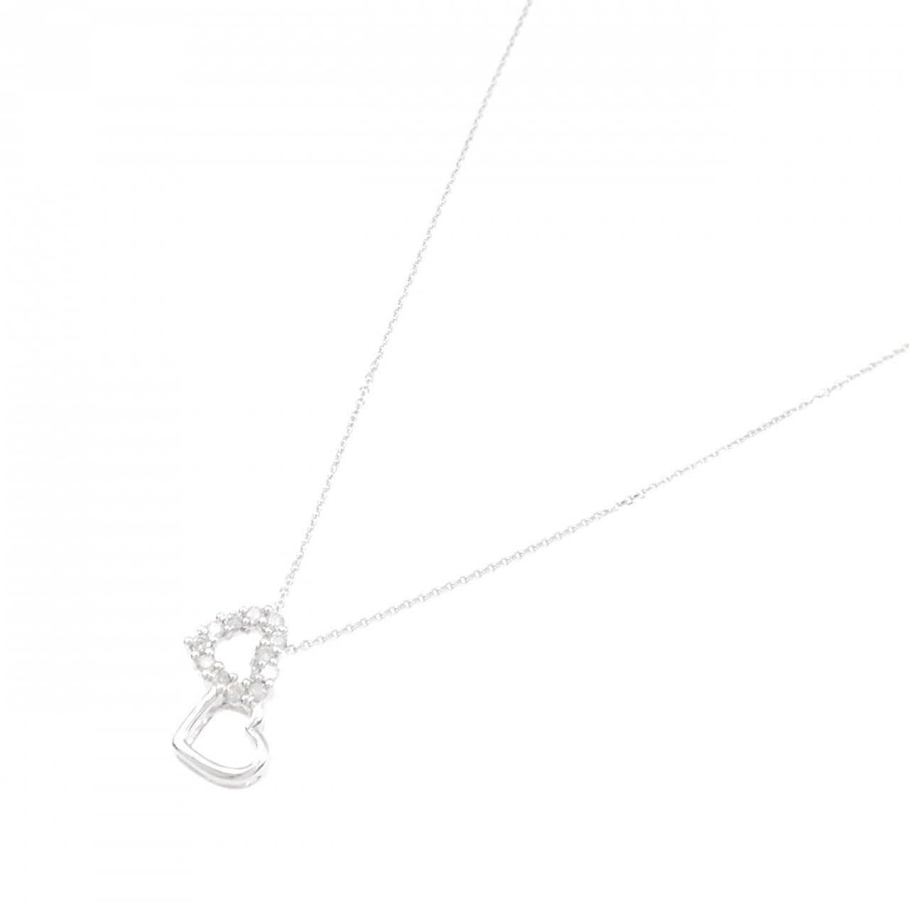 K18WG heart Diamond necklace 0.20CT