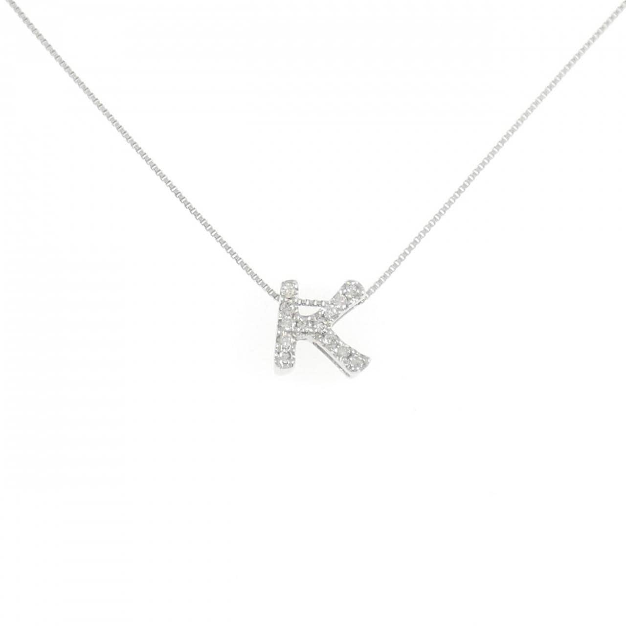 K18WG イニシャルK ダイヤモンド ネックレス 0.08CT